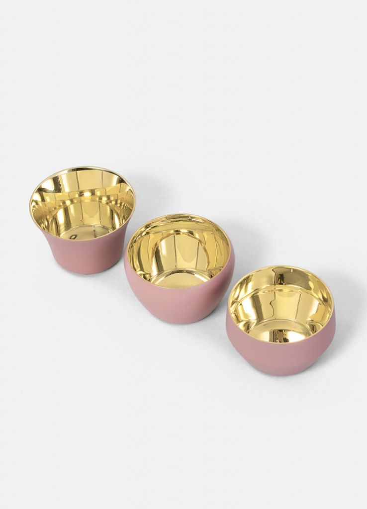 Skultuna Kin Ljuslykta 3-pack Brass/Dusty pink
